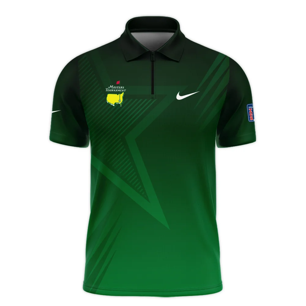 Nike Masters Tournament Polo Shirt Dark Green Gradient Star Pattern Golf Sports Zipper Polo Shirt Style Classic Zipper Polo Shirt For Men