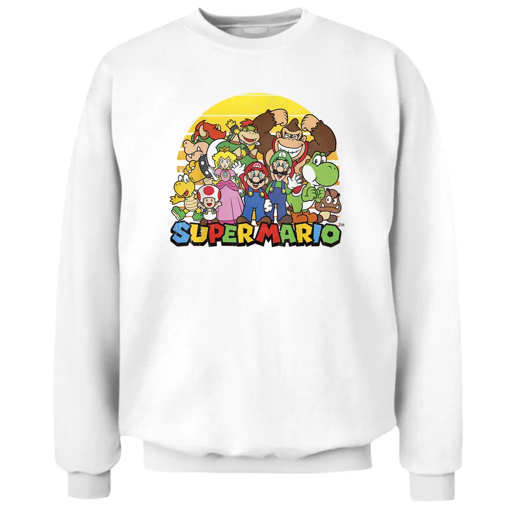 Nintendo Super Mario Group Portrait Vintage Pullover Sweatshirt