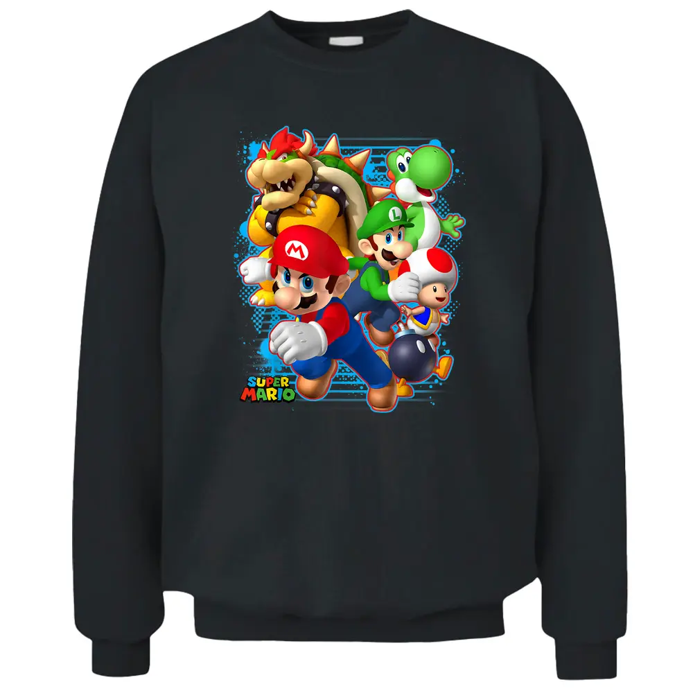 Nintendo Super Mario Luigi Bowser Spray Paint Pullover Sweatshirt