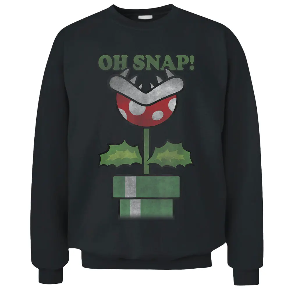 Nintendo Super Mario Piranha Plant Oh Snap Vintage Pullover Sweatshirt