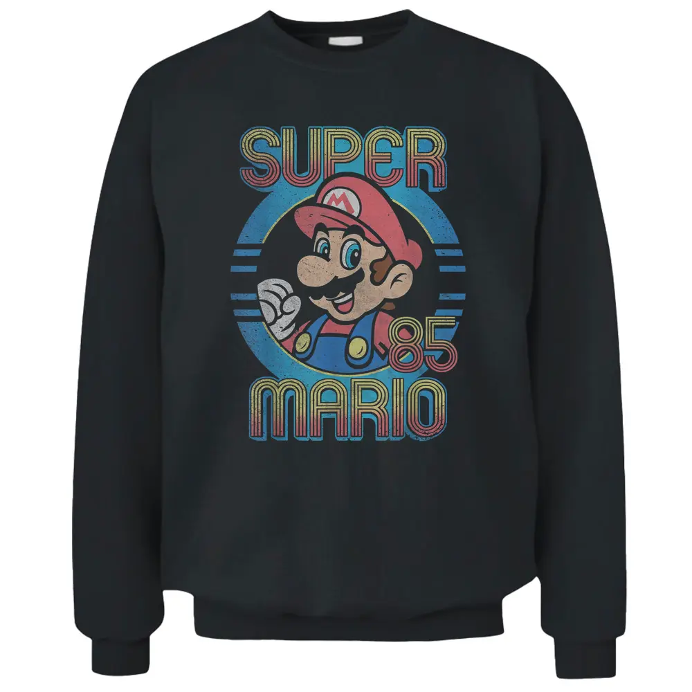 Nintendo Super Mario Retro Circle Vintage Pullover Sweatshirt