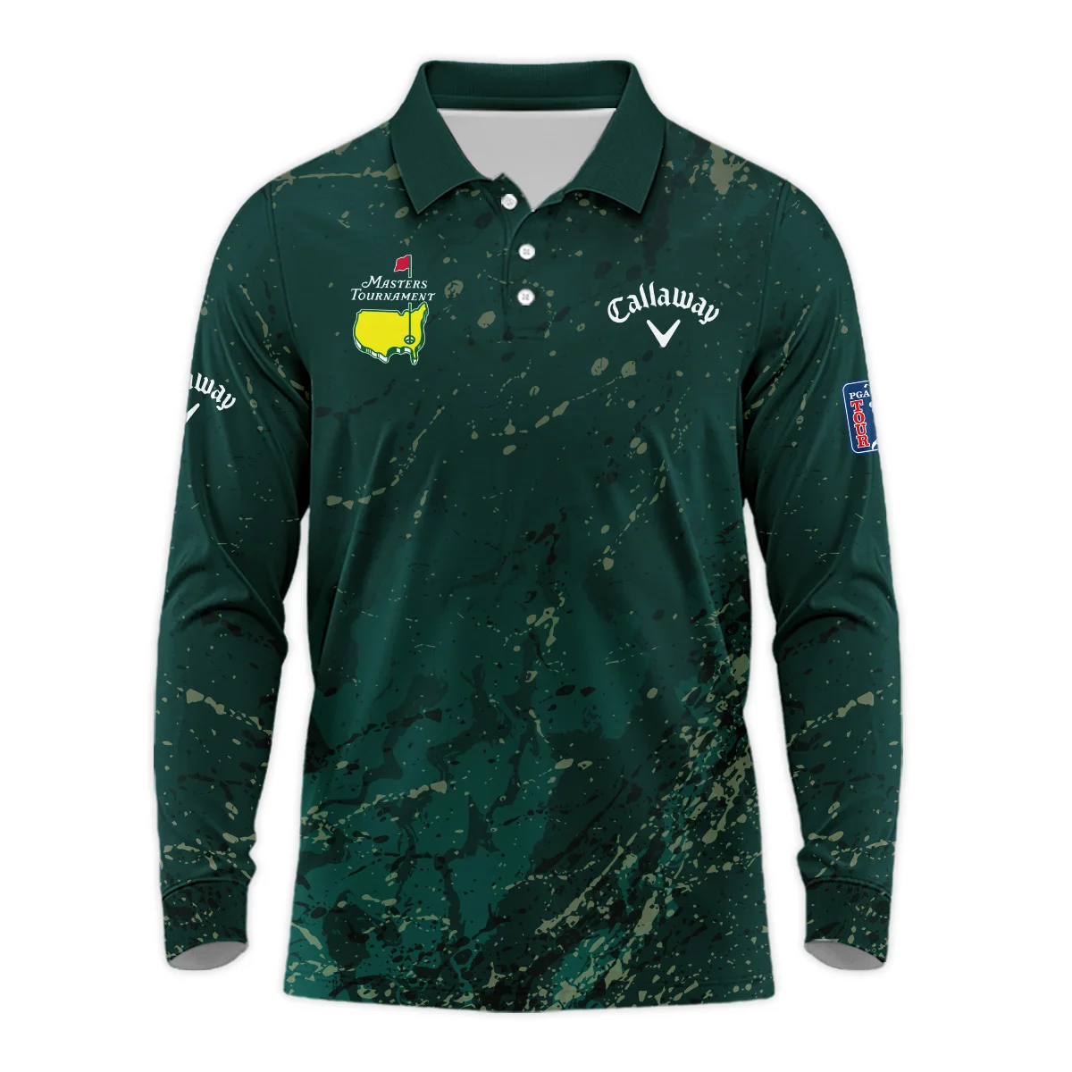 Old Cracked Texture With Gold Splash Paint Masters Tournament Callaway Long Polo Shirt Style Classic Long Polo Shirt For Men