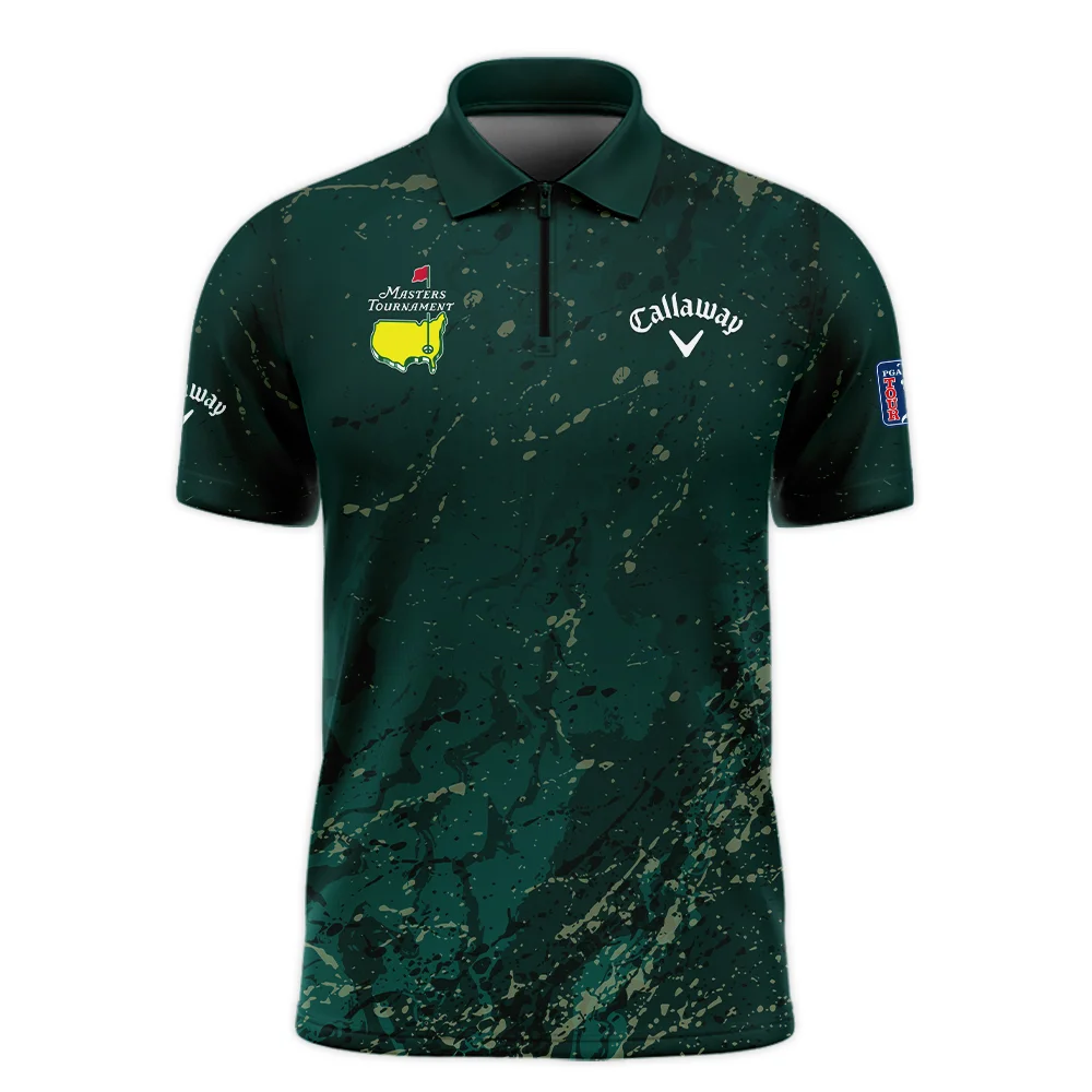 Old Cracked Texture With Gold Splash Paint Masters Tournament Callaway Zipper Polo Shirt Style Classic Zipper Polo Shirt For Men