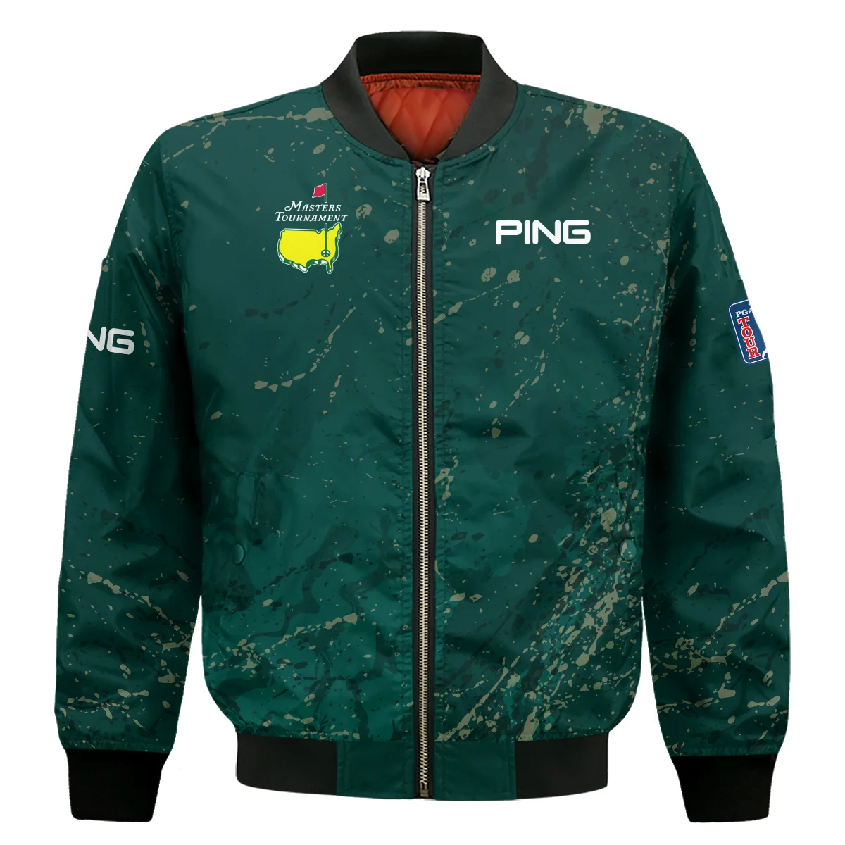 Old Cracked Texture With Gold Splash Paint Masters Tournament Ping Bomber Jacket Style Classic Bomber Jacket