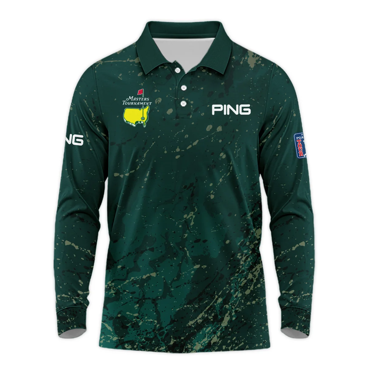 Old Cracked Texture With Gold Splash Paint Masters Tournament Ping Long Polo Shirt Style Classic Long Polo Shirt For Men