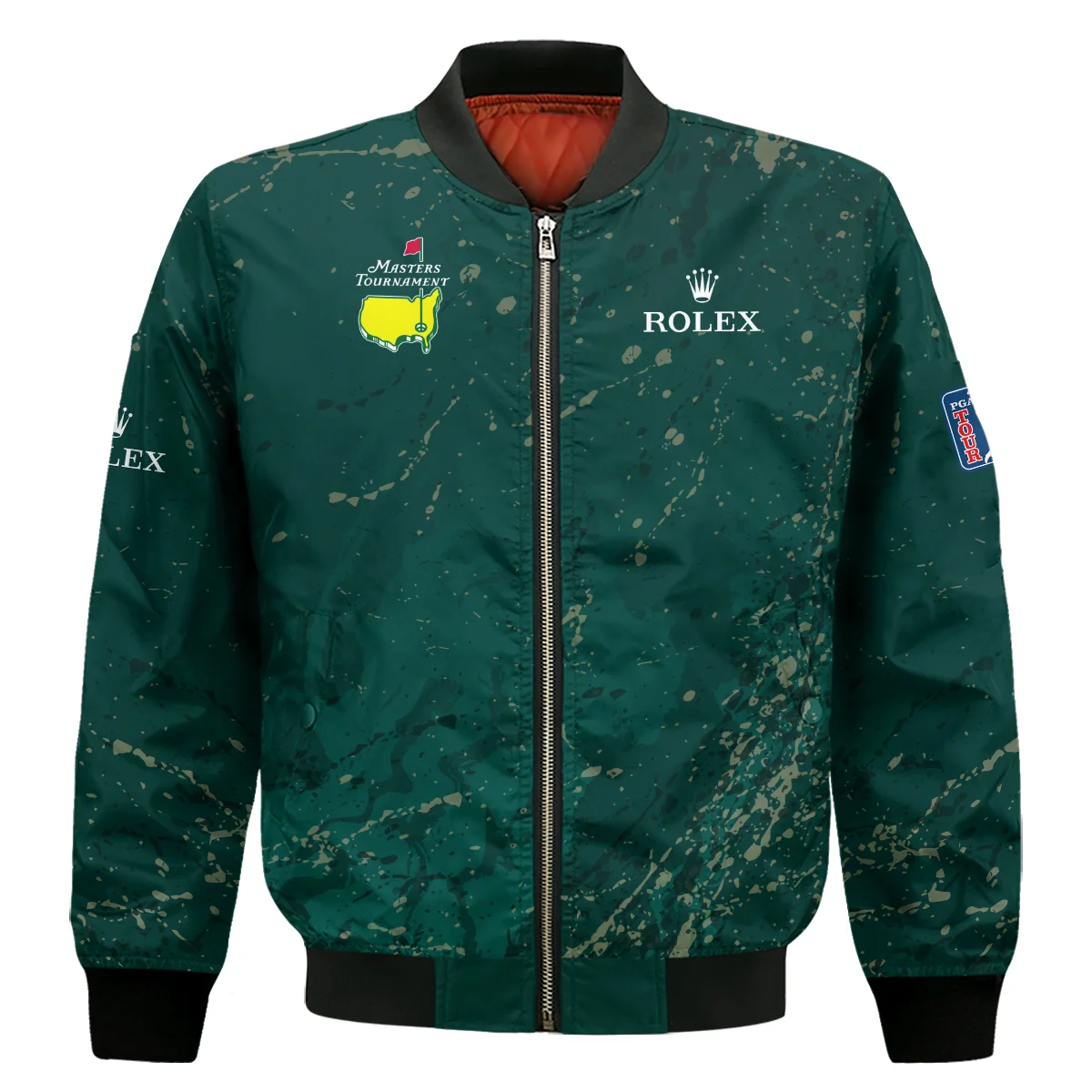Old Cracked Texture With Gold Splash Paint Masters Tournament Rolex Bomber Jacket Style Classic Bomber Jacket