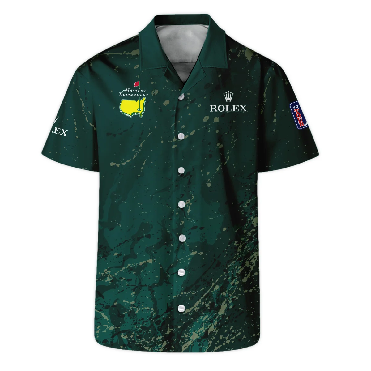 Old Cracked Texture With Gold Splash Paint Masters Tournament Rolex Zipper Polo Shirt Style Classic Zipper Polo Shirt For Men