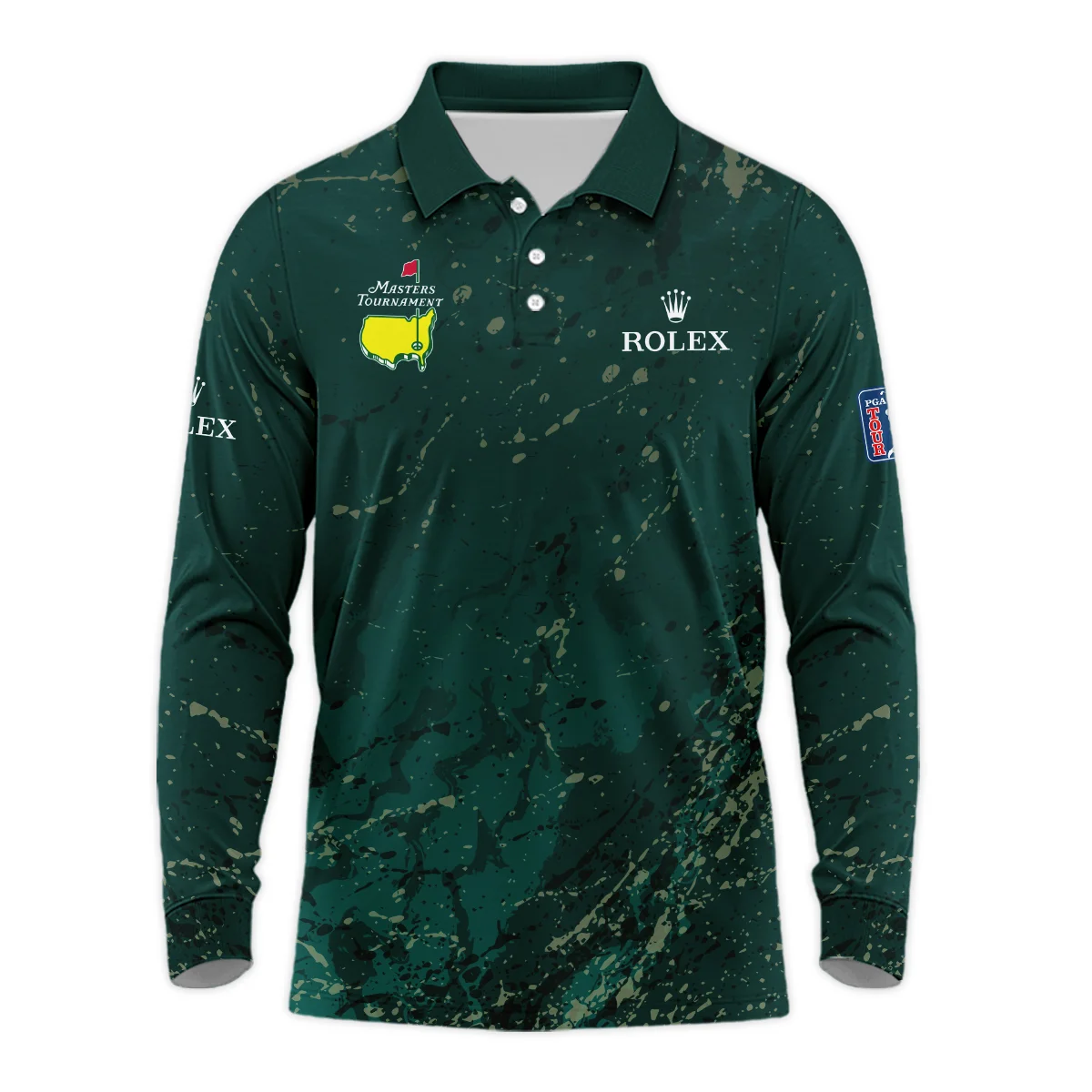 Old Cracked Texture With Gold Splash Paint Masters Tournament Rolex Zipper Polo Shirt Style Classic Zipper Polo Shirt For Men