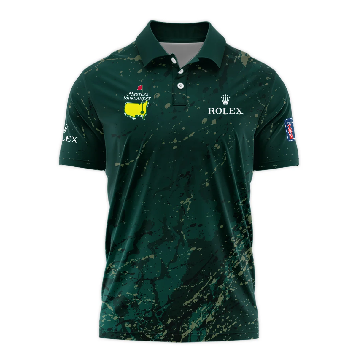 Old Cracked Texture With Gold Splash Paint Masters Tournament Rolex Polo Shirt Style Classic Polo Shirt For Men