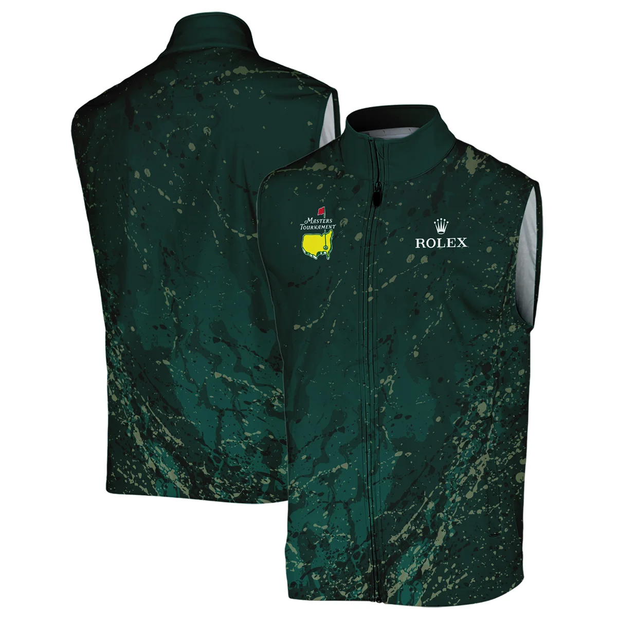 Old Cracked Texture With Gold Splash Paint Masters Tournament Rolex Sleeveless Jacket Style Classic Sleeveless Jacket