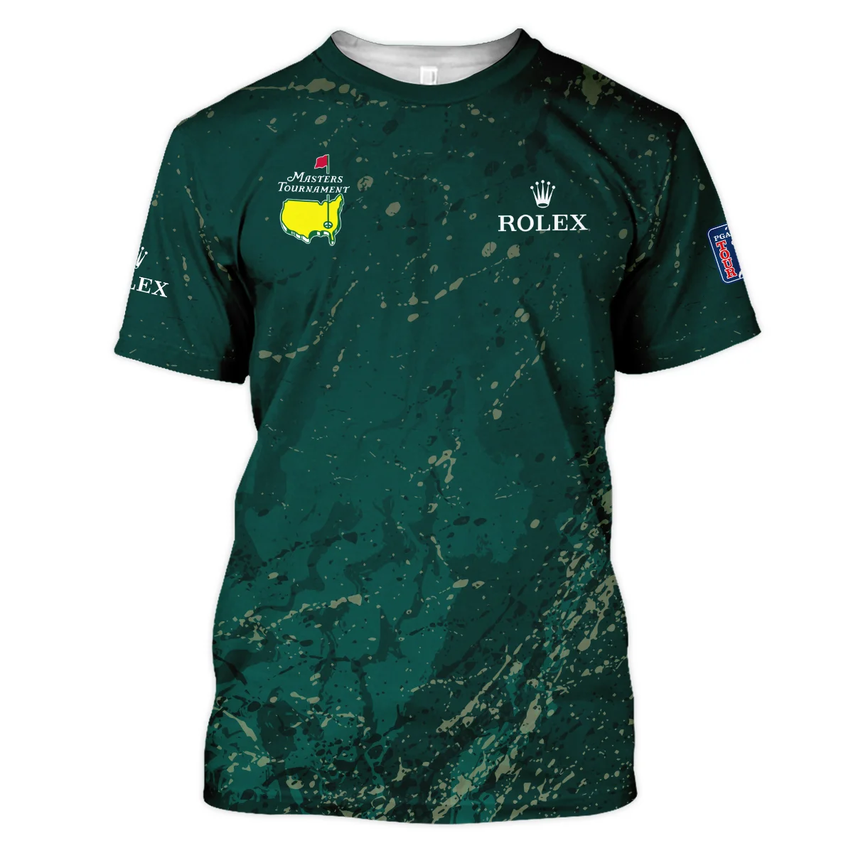 Old Cracked Texture With Gold Splash Paint Masters Tournament Rolex Long Polo Shirt Style Classic Long Polo Shirt For Men