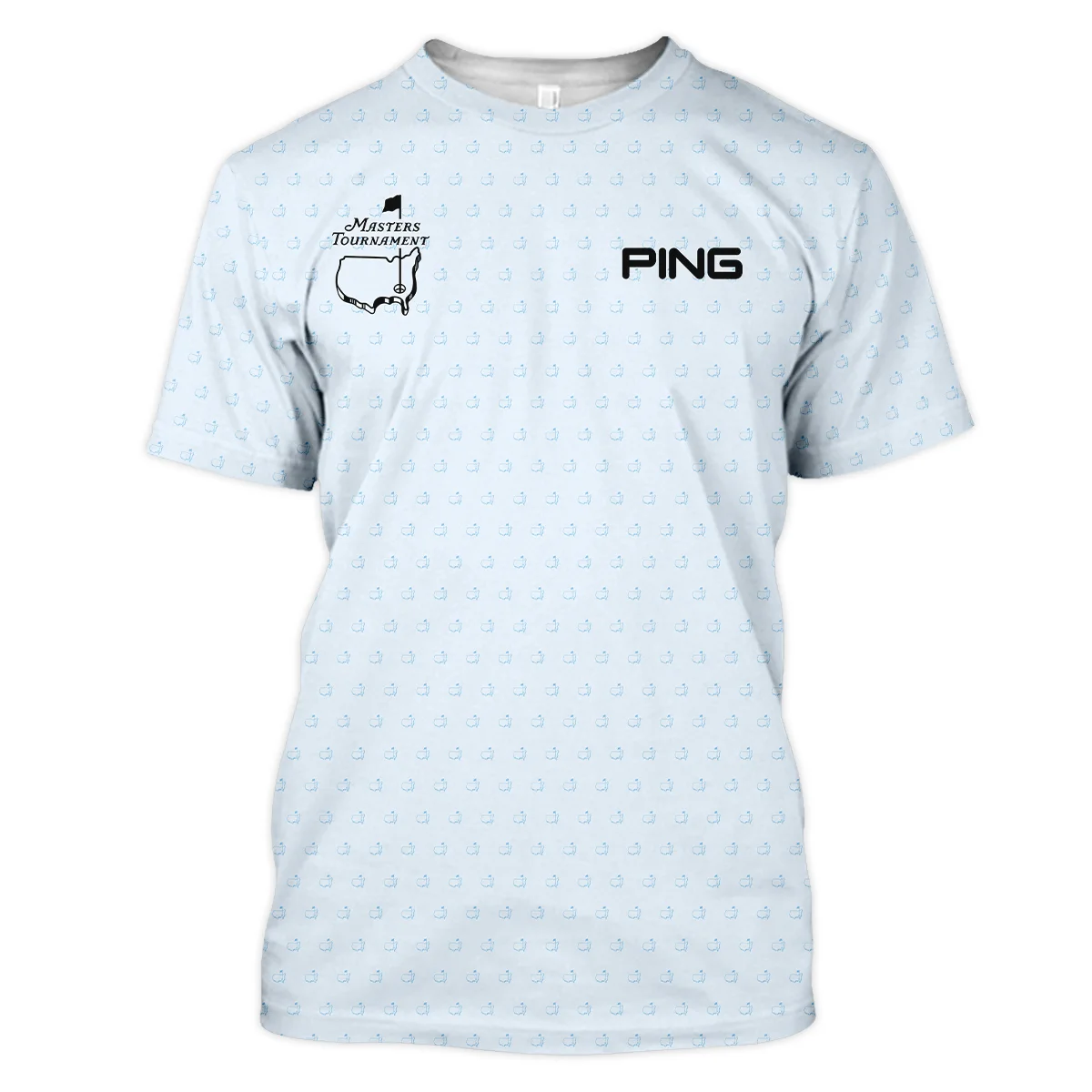 Pattern Masters Tournament Ping Long Polo Shirt White Light Blue Color Pattern Logo  Long Polo Shirt For Men
