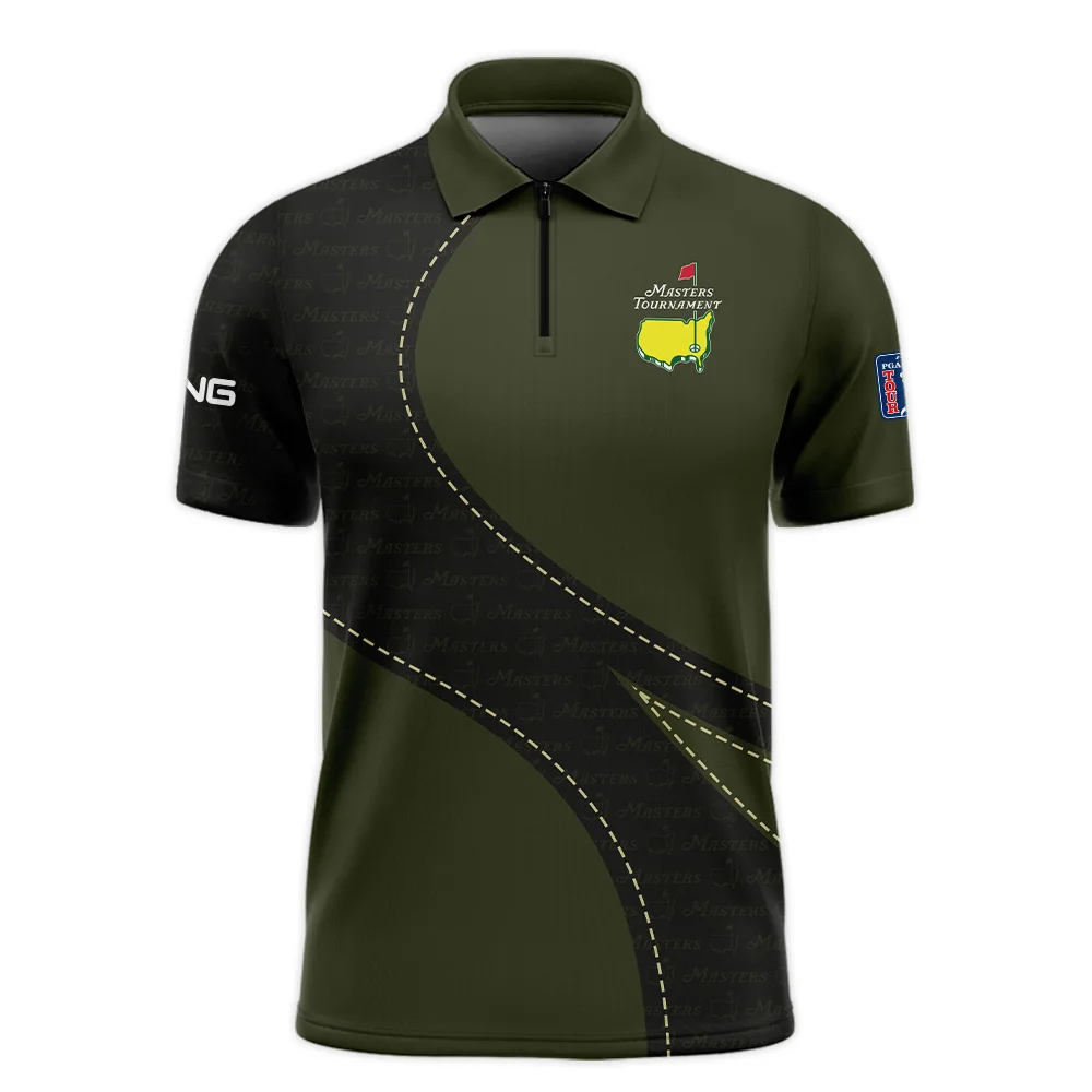 Pattern Military Green Masters Tournament Ping Zipper Polo Shirt Style Classic Zipper Polo Shirt For Men