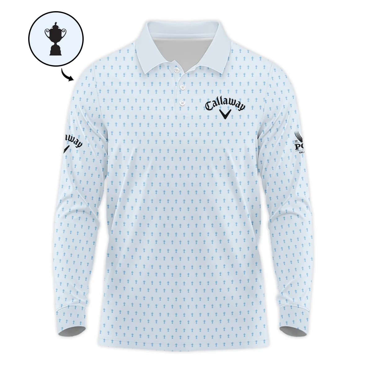 PGA Championship Valhalla Sports Callaway Polo Shirt Cup Pattern Light Blue Pastel All Over Print Polo Shirt For Men
