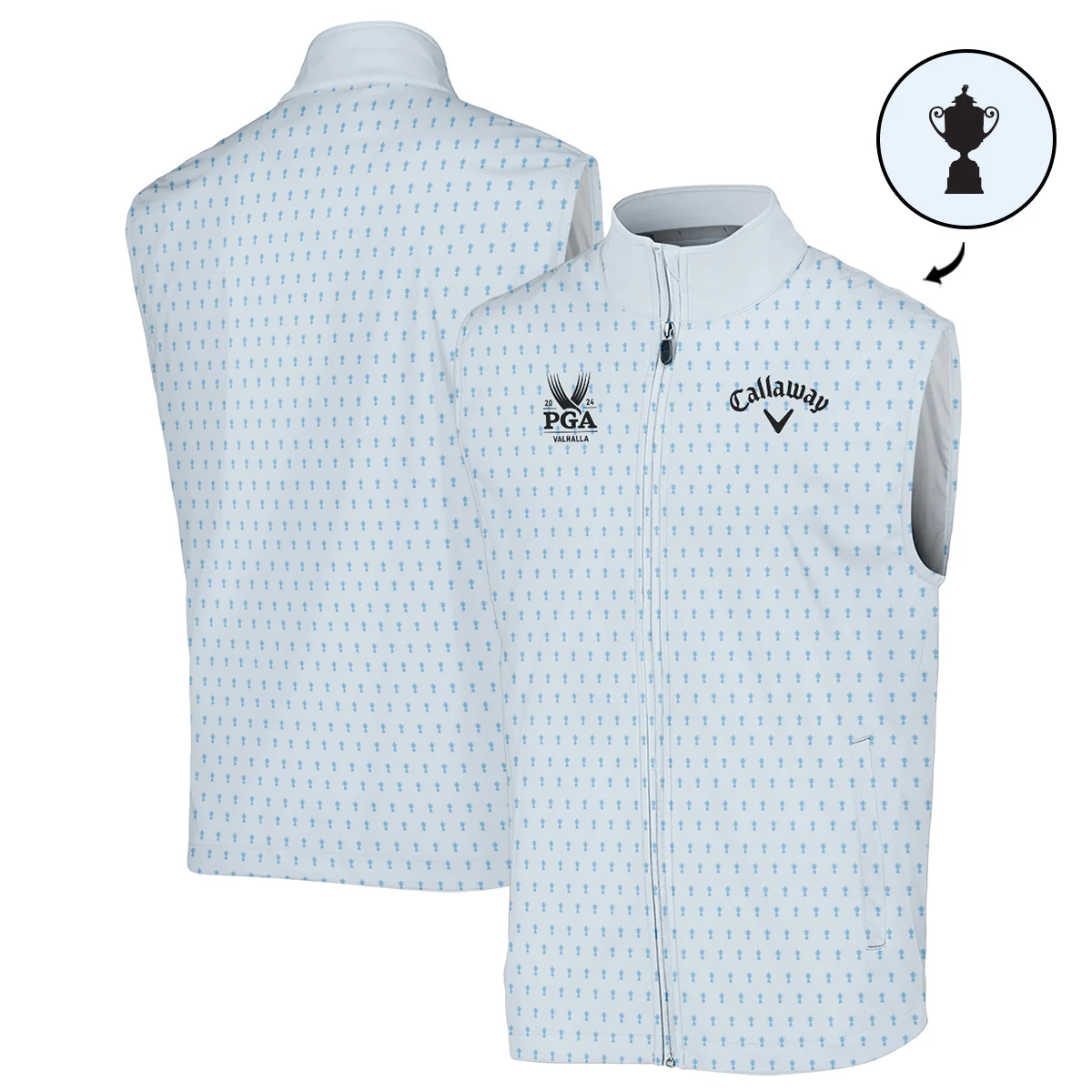 PGA Championship Valhalla Sports Callaway Sleeveless Jacket Cup Pattern Light Blue Pastel All Over Print Sleeveless Jacket
