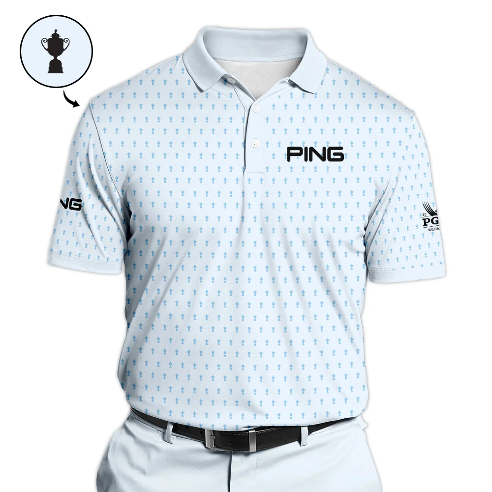 PGA Championship Valhalla Sports Ping Polo Shirt Cup Pattern Light Blue Pastel All Over Print Polo Shirt For Men