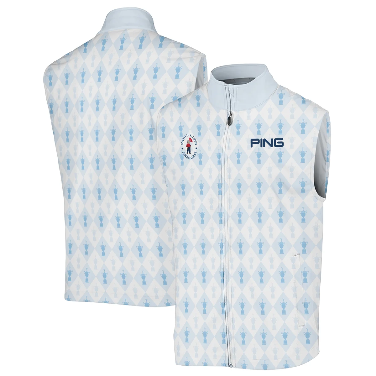 PGA Tour 124th U.S. Open Pinehurst Ping Zipper Hoodie Shirt Sports Pattern Cup Color Light Blue Zipper Hoodie Shirt
