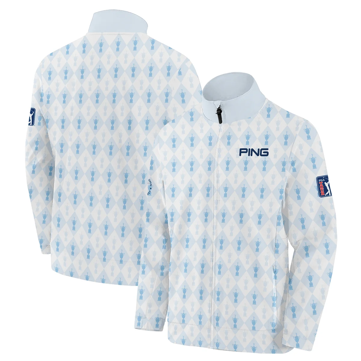 PGA Tour 124th U.S. Open Pinehurst Ping Long Polo Shirt Sports Pattern Cup Color Light Blue Long Polo Shirt For Men