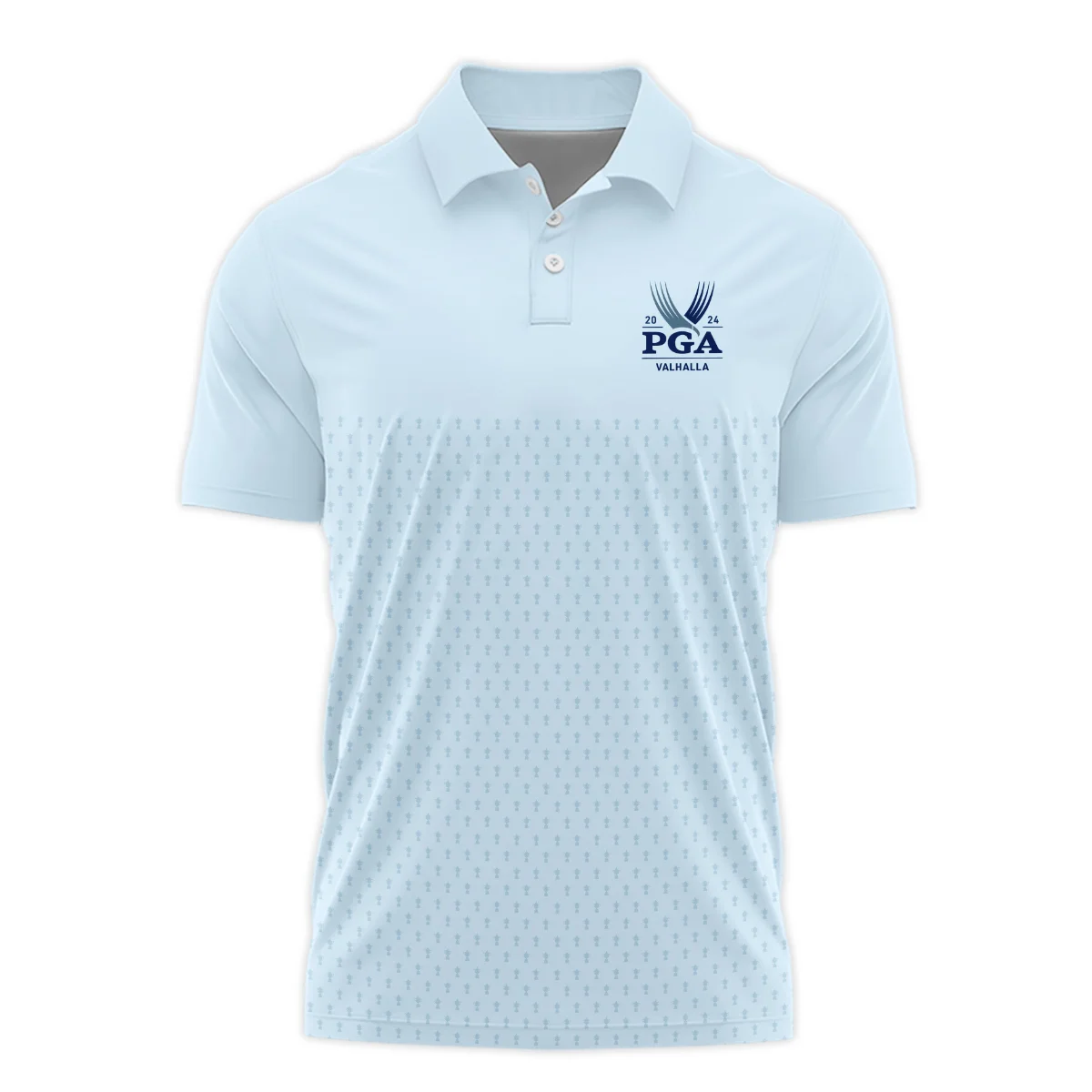 PGA Trophy Pattern Light Blue 2024 PGA Championship Valhalla Rolex Long Polo Shirt Style Classic Long Polo Shirt For Men