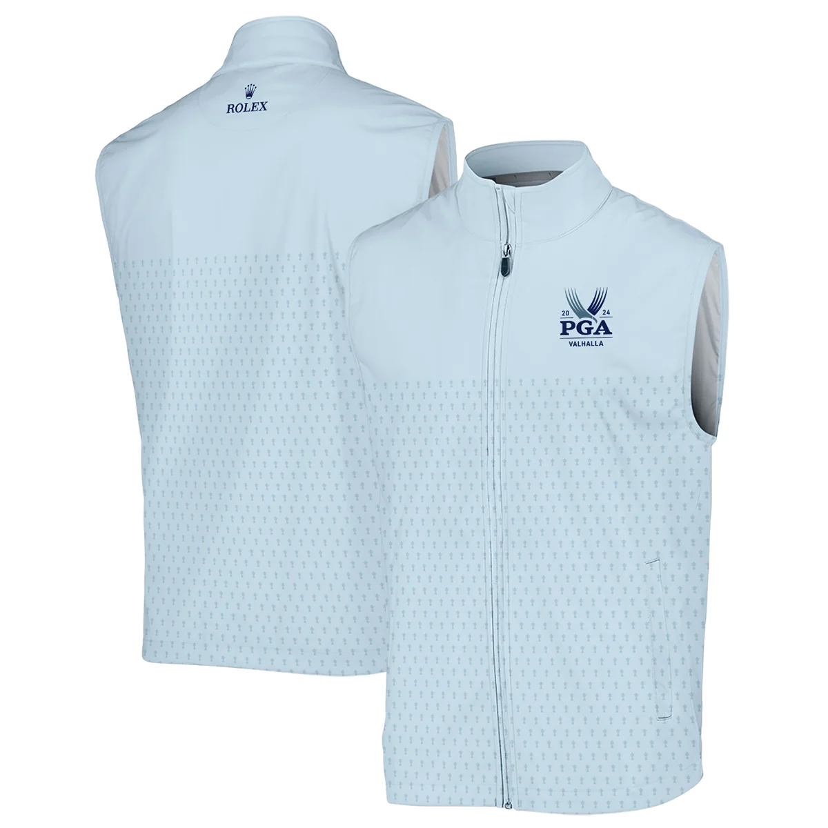 PGA Trophy Pattern Light Blue 2024 PGA Championship Valhalla Rolex Polo Shirt Mandarin Collar Polo Shirt