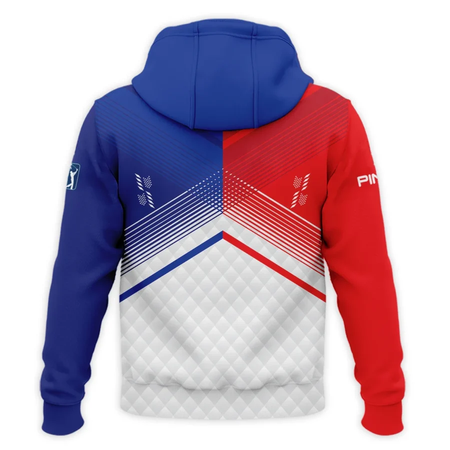 Ping 124th U.S. Open Pinehurst Blue Red Line White Abstract Zipper Hoodie Shirt Style Classic