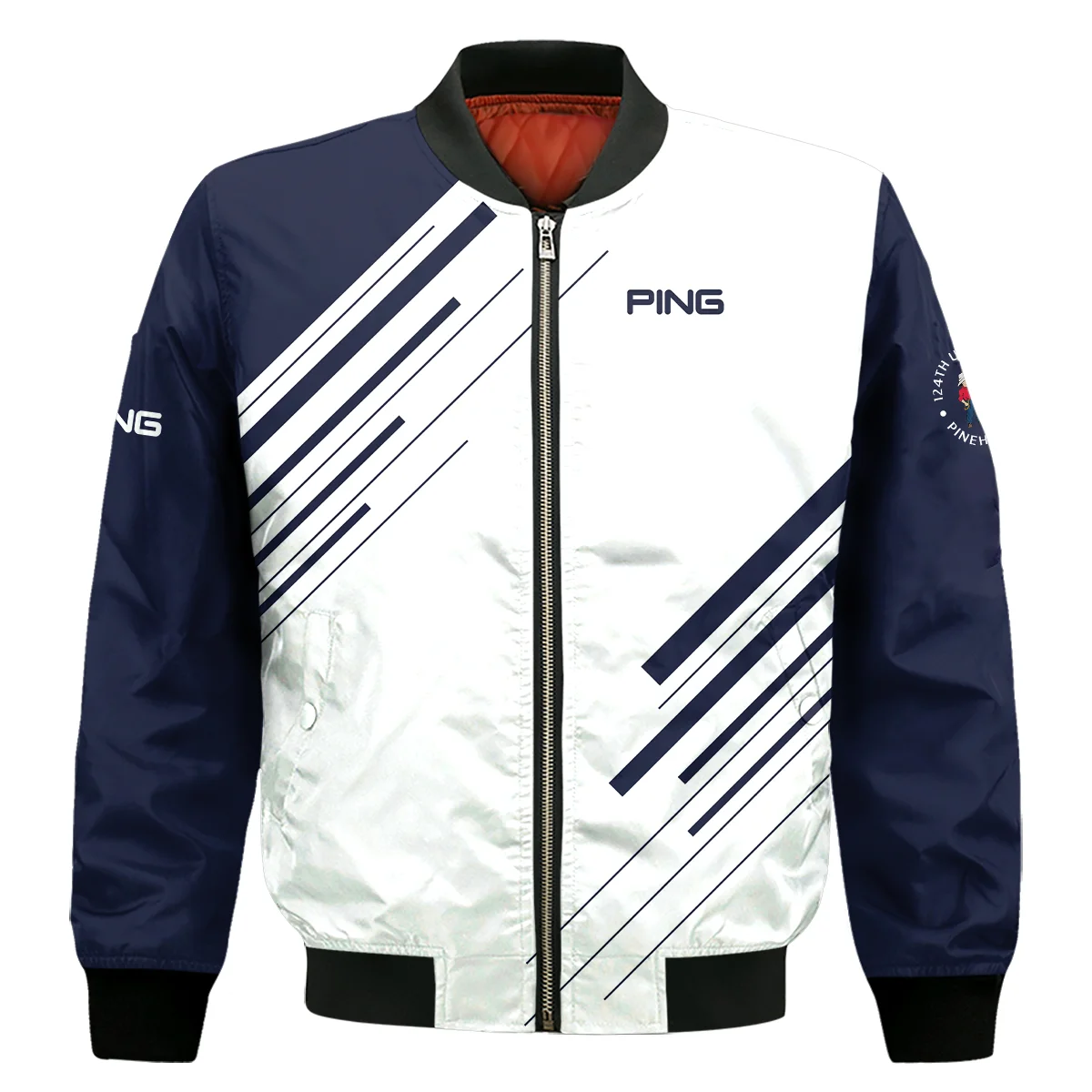 Ping 124th U.S. Open Pinehurst Golf Bomber Jacket Striped Pattern Dark Blue White All Over Print Bomber Jacket