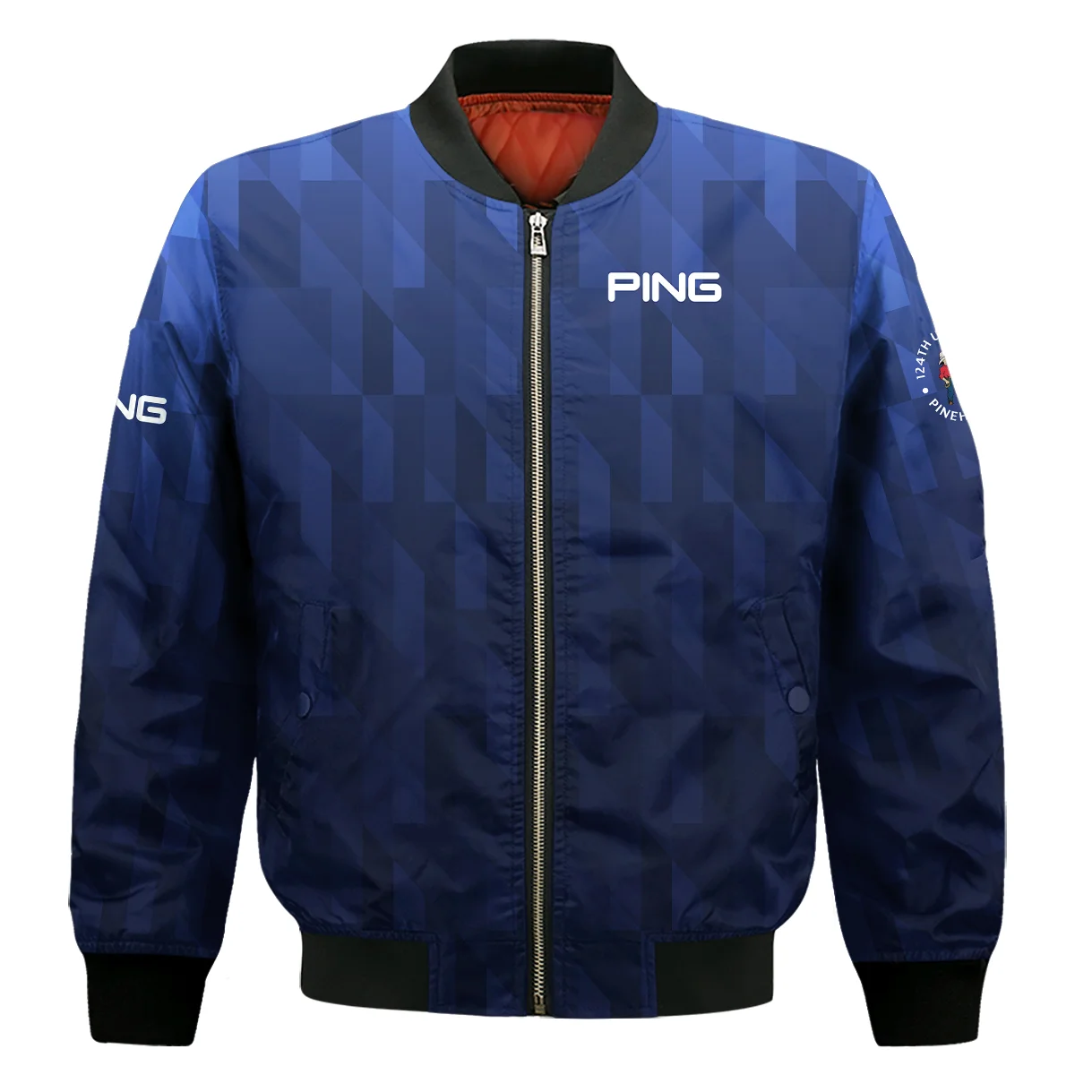 Ping 124th U.S. Open Pinehurst Golf Sport Bomber Jacket Blue Fabric Geometric Pattern  All Over Print Bomber Jacket
