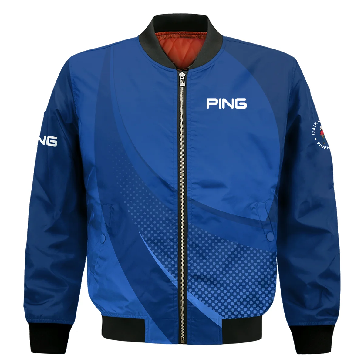 Ping 124th U.S. Open Pinehurst Golf Sport Bomber Jacket Dark Blue Gradient Halftone Pattern All Over Print Bomber Jacket