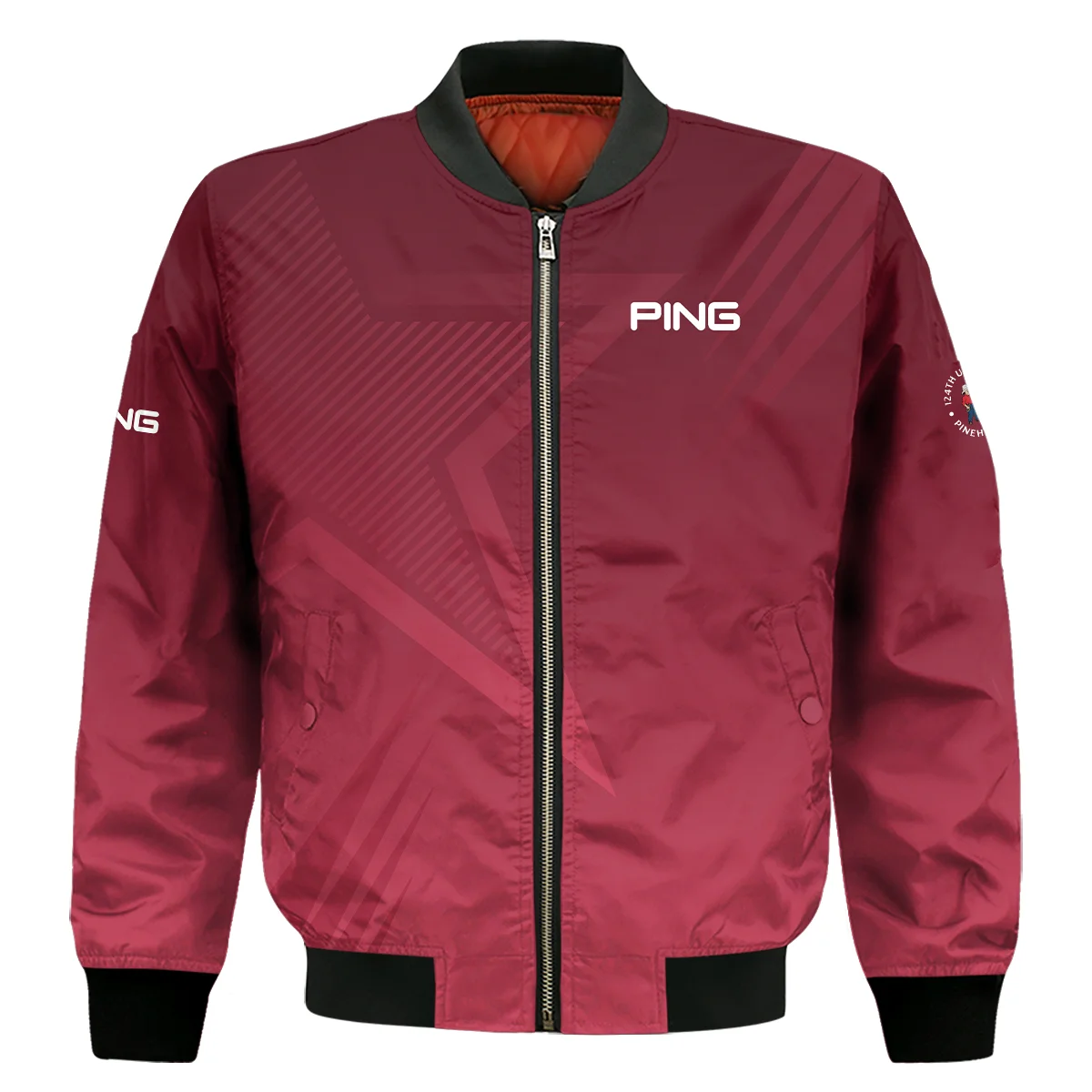 Ping 124th U.S. Open Pinehurst Golf Sport Bomber Jacket Star Gradient Red Straight Pattern Bomber Jacket