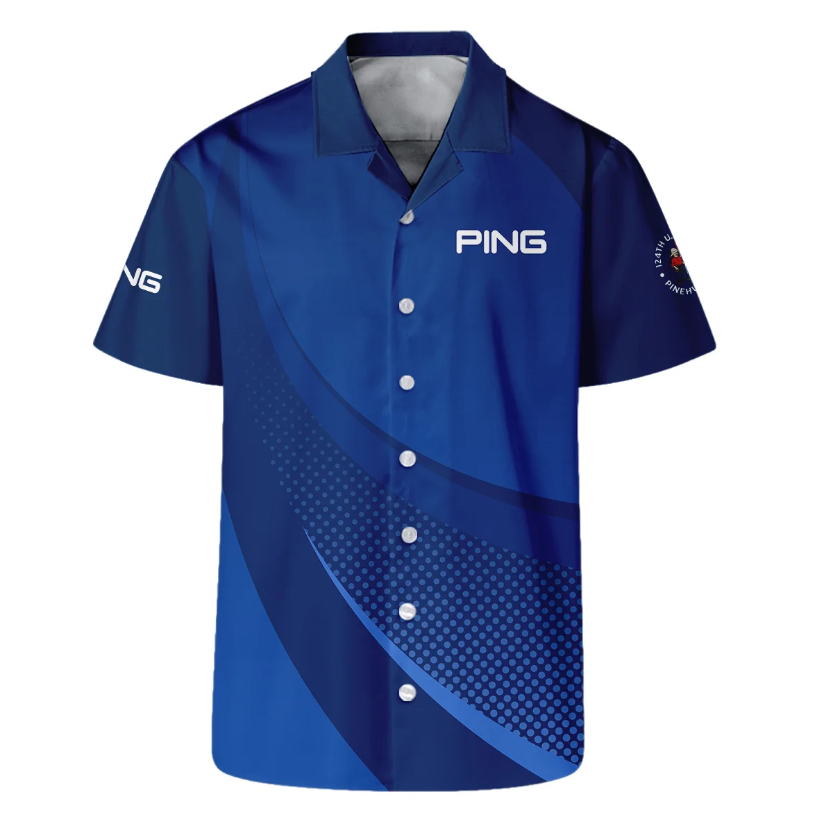 Ping 124th U.S. Open Pinehurst Golf Sport Unisex T-Shirt Dark Blue Gradient Halftone Pattern All Over Print T-Shirt
