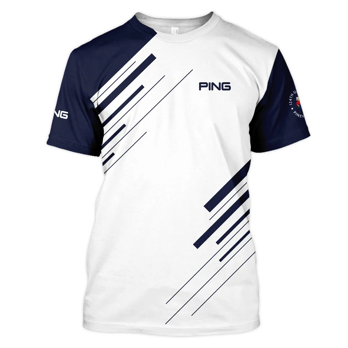 Ping 124th U.S. Open Pinehurst Golf Unisex T-Shirt Striped Pattern Dark Blue White All Over Print T-Shirt