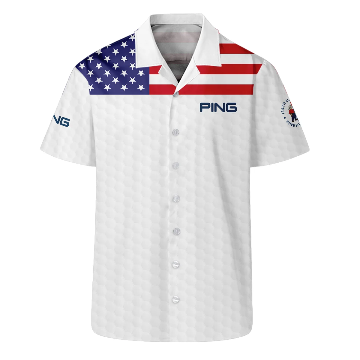 Ping 124th U.S. Open Pinehurst Hawaiian Shirt USA Flag Golf Pattern All Over Print Oversized Hawaiian Shirt