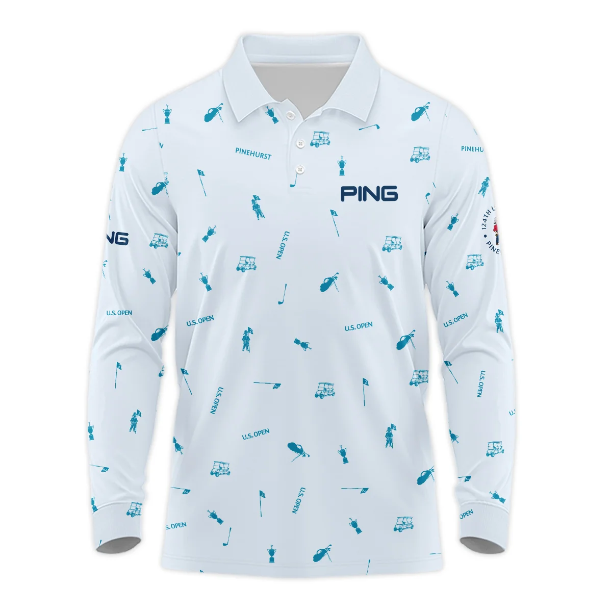 Ping 124th U.S. Open Pinehurst Zipper Hoodie Shirt Light Blue Pastel Golf Pattern All Over Print Zipper Hoodie Shirt