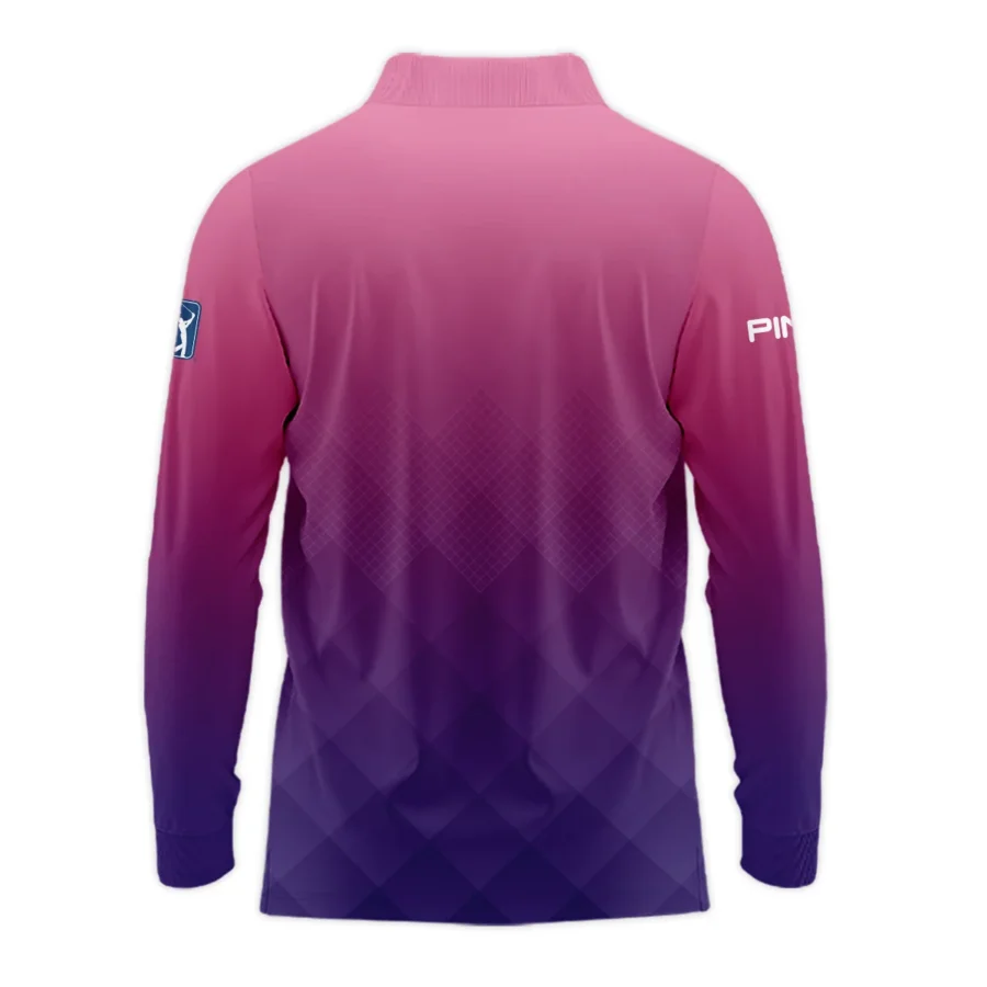 Ping 124th U.S. Open Pinehurst Purple Pink Gradient Abstract Long Polo Shirt Style Classic