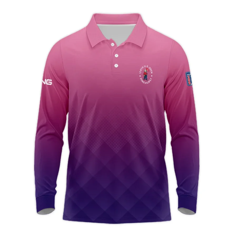 Ping 124th U.S. Open Pinehurst Purple Pink Gradient Abstract Long Polo Shirt Style Classic