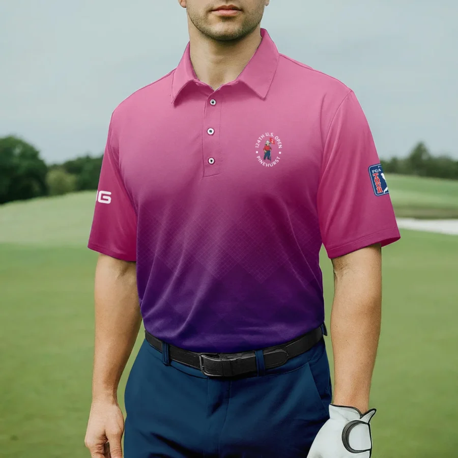 Ping 124th U.S. Open Pinehurst Purple Pink Gradient Abstract Polo Shirt Style Classic