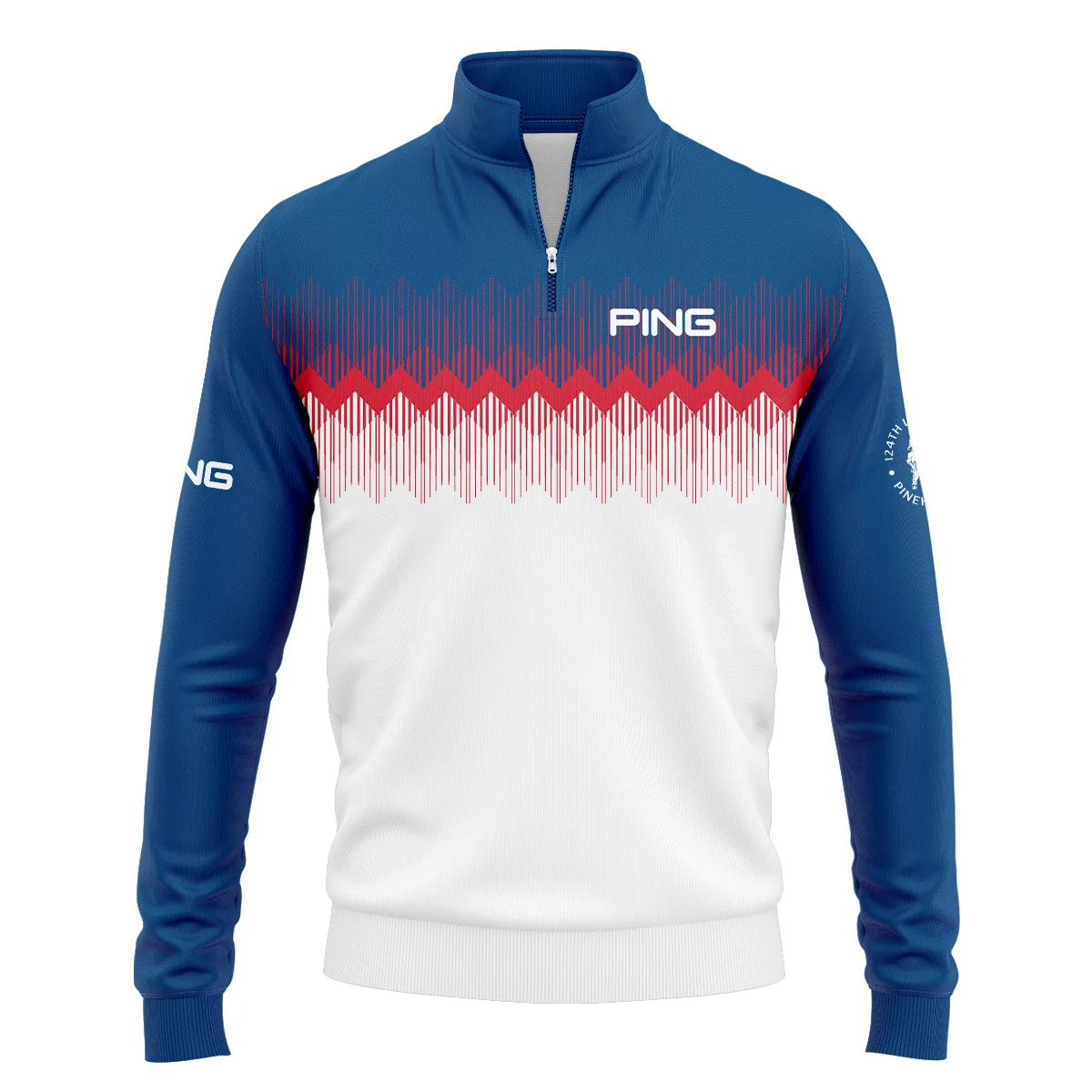 Ping 124th U.S. Open Pinehurst Quarter-Zip Jacket Blue Red Fabric Pattern Golf Quarter-Zip Jacket