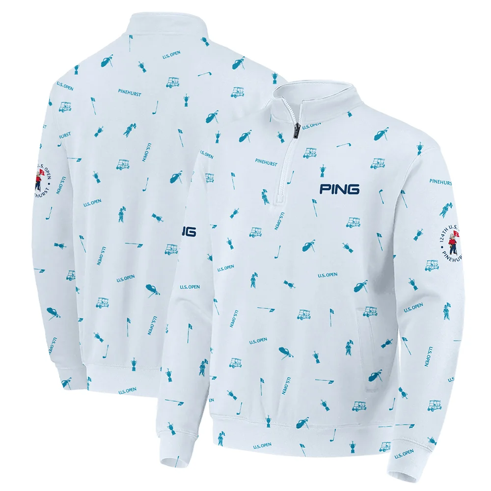 Ping 124th U.S. Open Pinehurst Quarter-Zip Jacket Light Blue Pastel Golf Pattern All Over Print Quarter-Zip Jacket