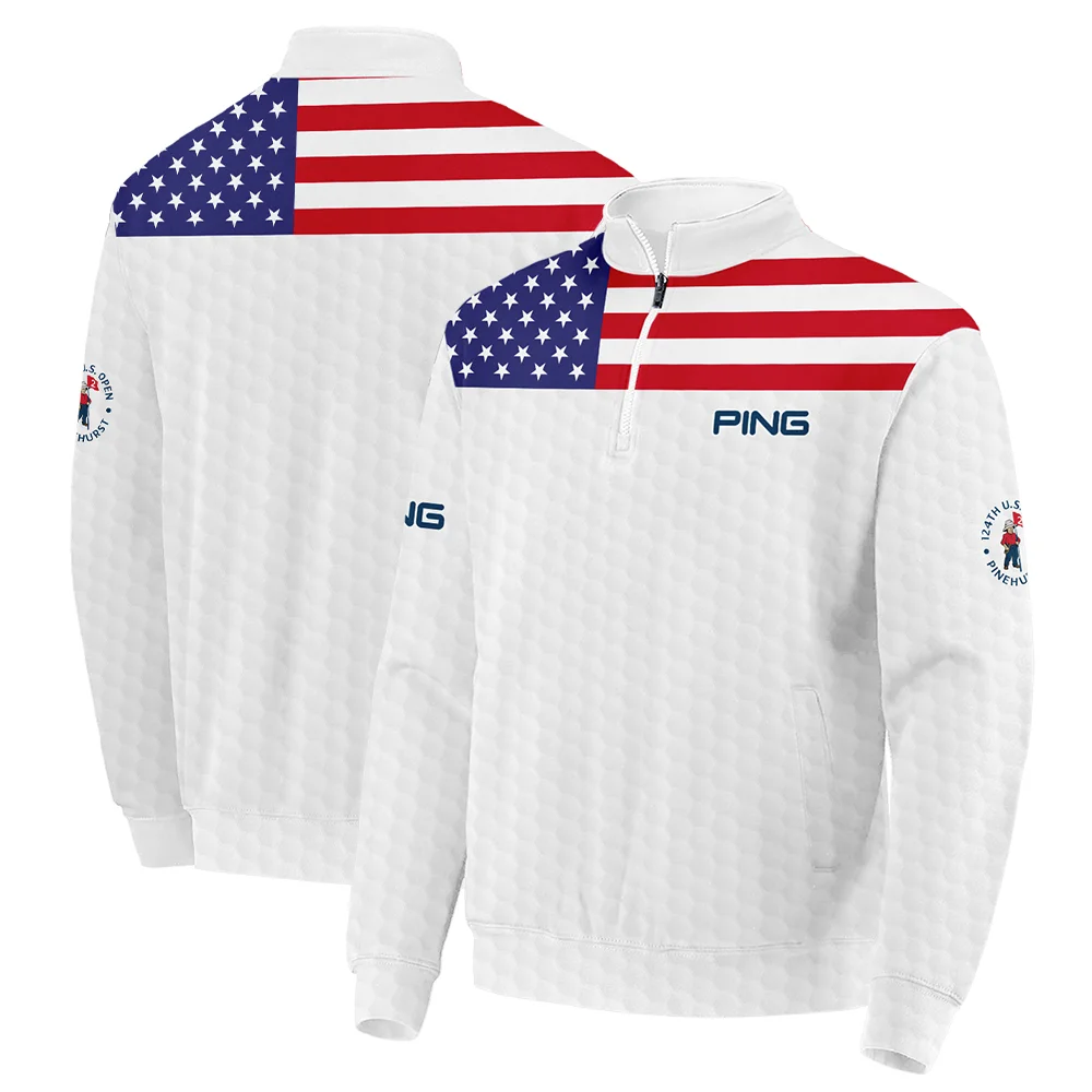 Ping 124th U.S. Open Pinehurst Quarter-Zip Jacket USA Flag Golf Pattern All Over Print Quarter-Zip Jacket