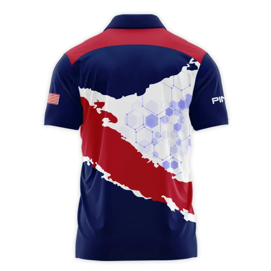 Ping 124th U.S. Open Pinehurst Red Dark Blue White Abstract Background Polo Shirt Style Classic