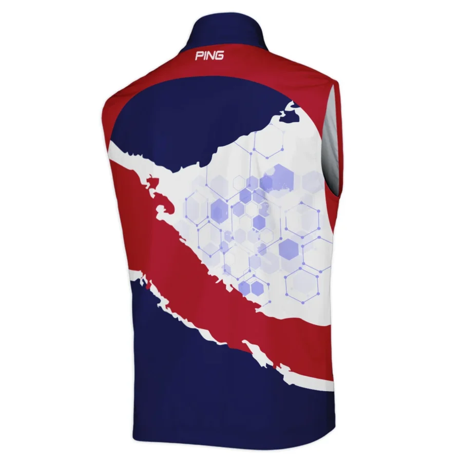 Ping 124th U.S. Open Pinehurst Red Dark Blue White Abstract Background Sleeveless Jacket Style Classic