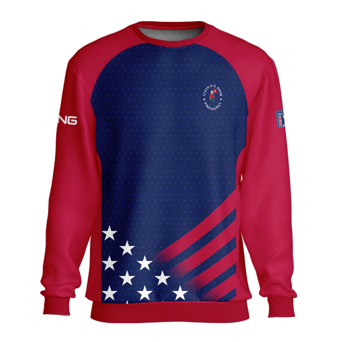 Ping 124th U.S. Open Pinehurst Star White Dark Blue Red Background Unisex Sweatshirt Style Classic Sweatshirt
