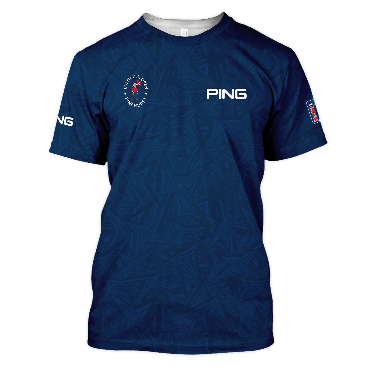 Ping 124th U.S. Open Pinehurst Stars Gradient Pattern Dark Blue Vneck Polo Shirt Style Classic Polo Shirt For Men