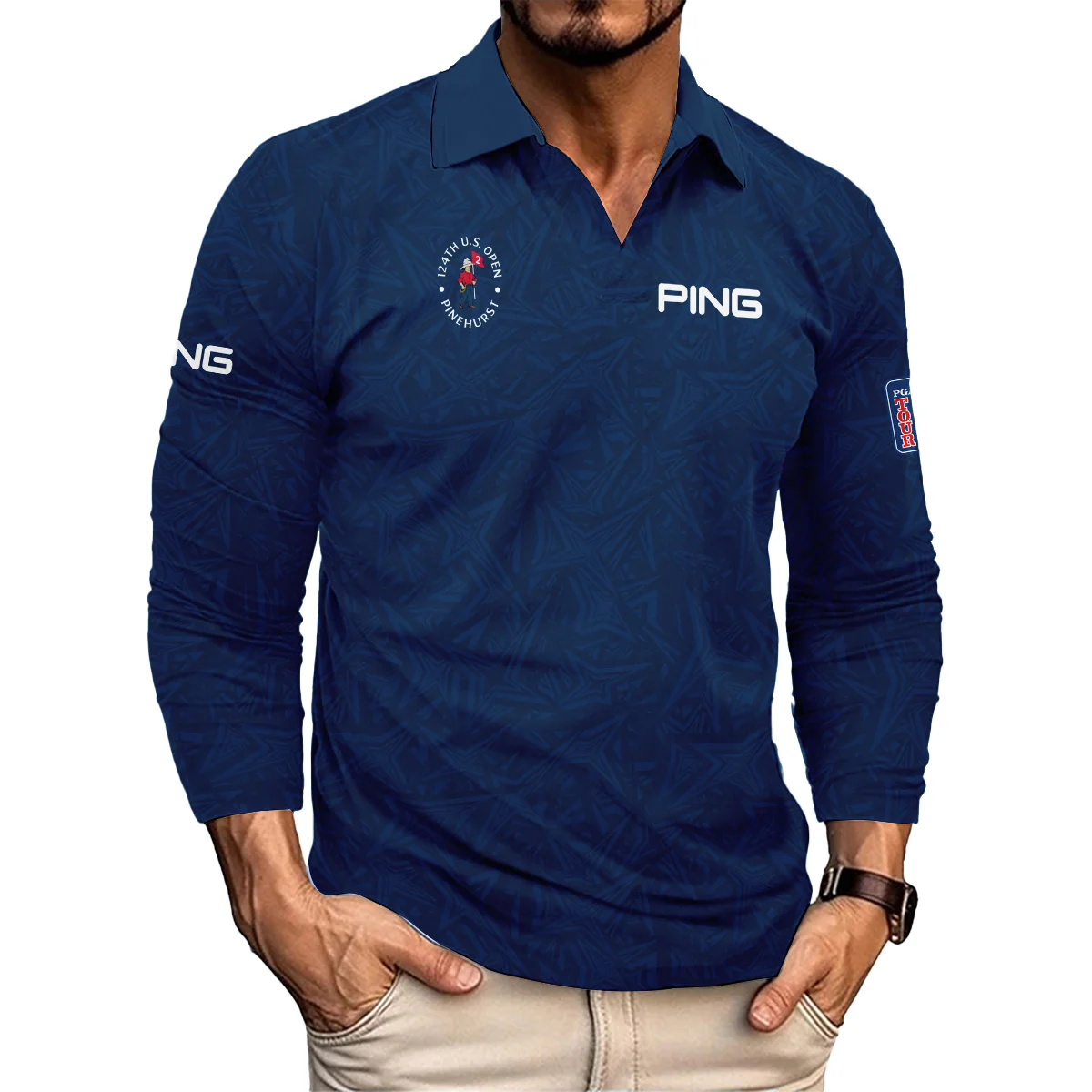 Ping 124th U.S. Open Pinehurst Stars Gradient Pattern Dark Blue Hoodie Shirt Style Classic Hoodie Shirt