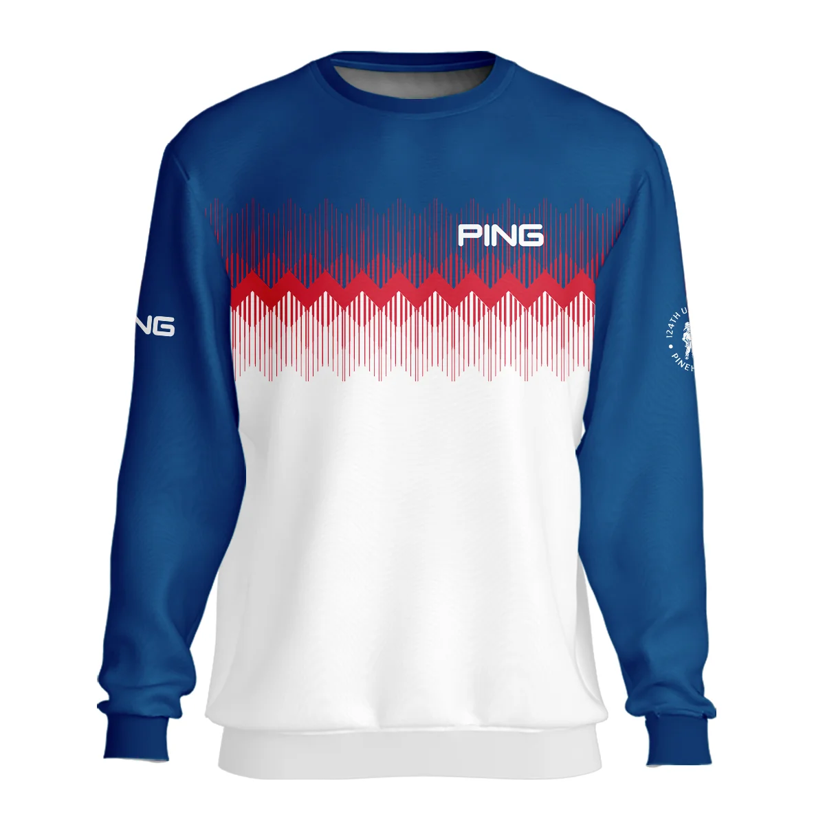 Ping 124th U.S. Open Pinehurst Unisex Sweatshirt Blue Red Fabric Pattern Golf Sweatshirt