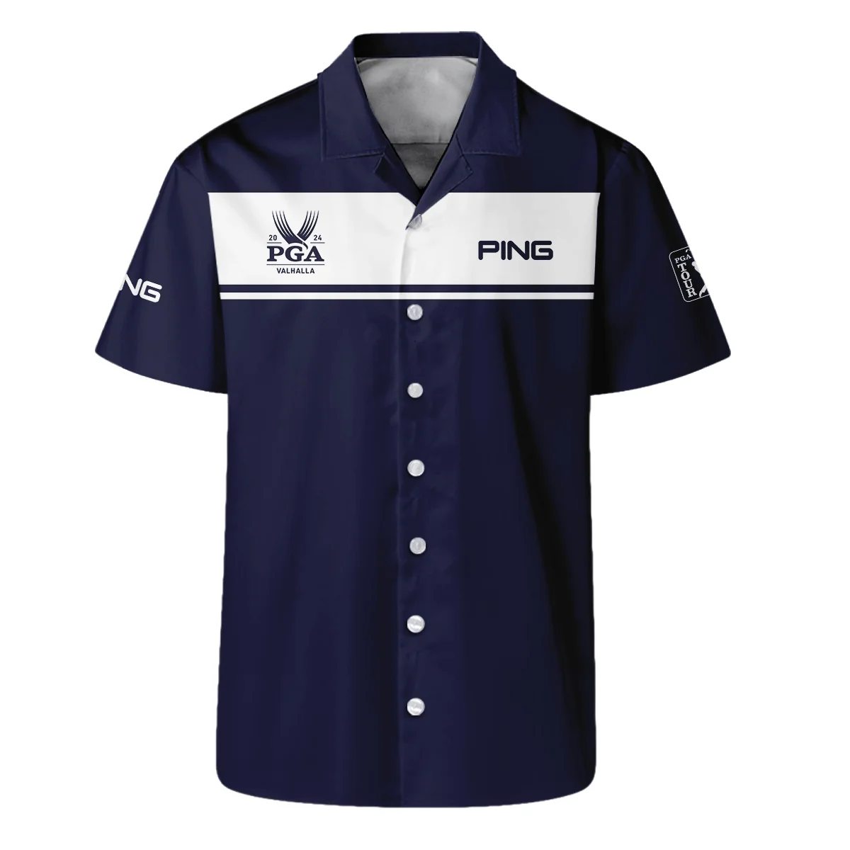 Ping 2024 PGA Championship Golf Long Polo Shirt Sports Dark Blue White All Over Print Long Polo Shirt For Men