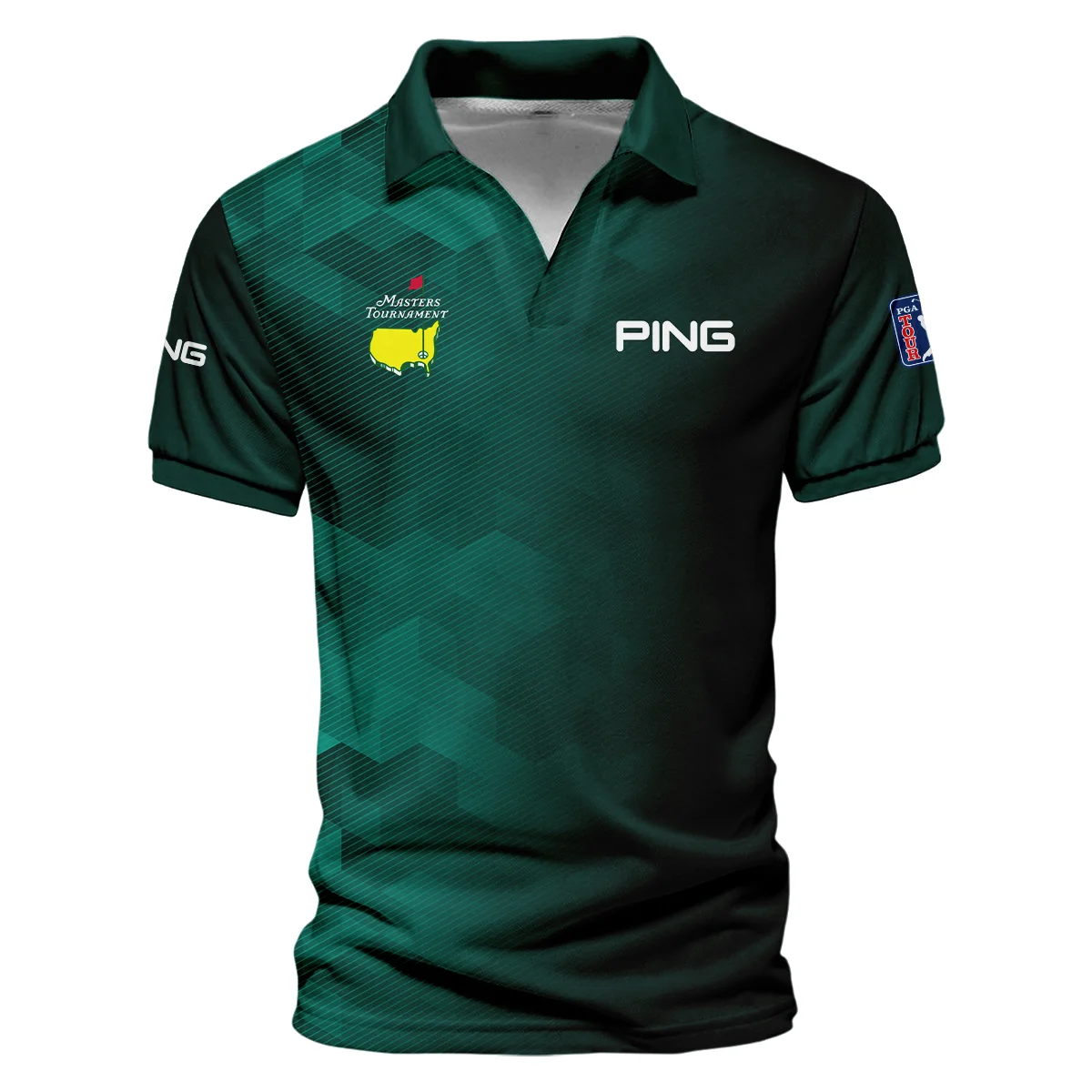Ping Golf Sport Dark Green Gradient Abstract Background Masters Tournament Vneck Polo Shirt Style Classic Polo Shirt For Men