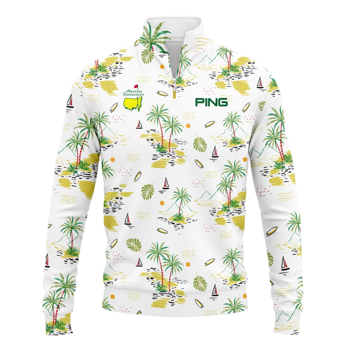 Ping Landscape With Palm Trees Beach And Oceann Masters Tournament Quarter-Zip Jacket Style Classic Quarter-Zip Jacket