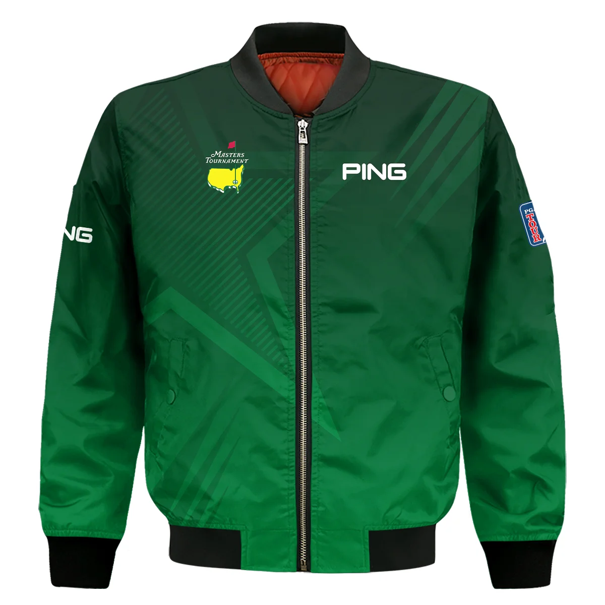 Ping Masters Tournament Bomber Jacket Dark Green Gradient Star Pattern Golf Sports Bomber Jacket