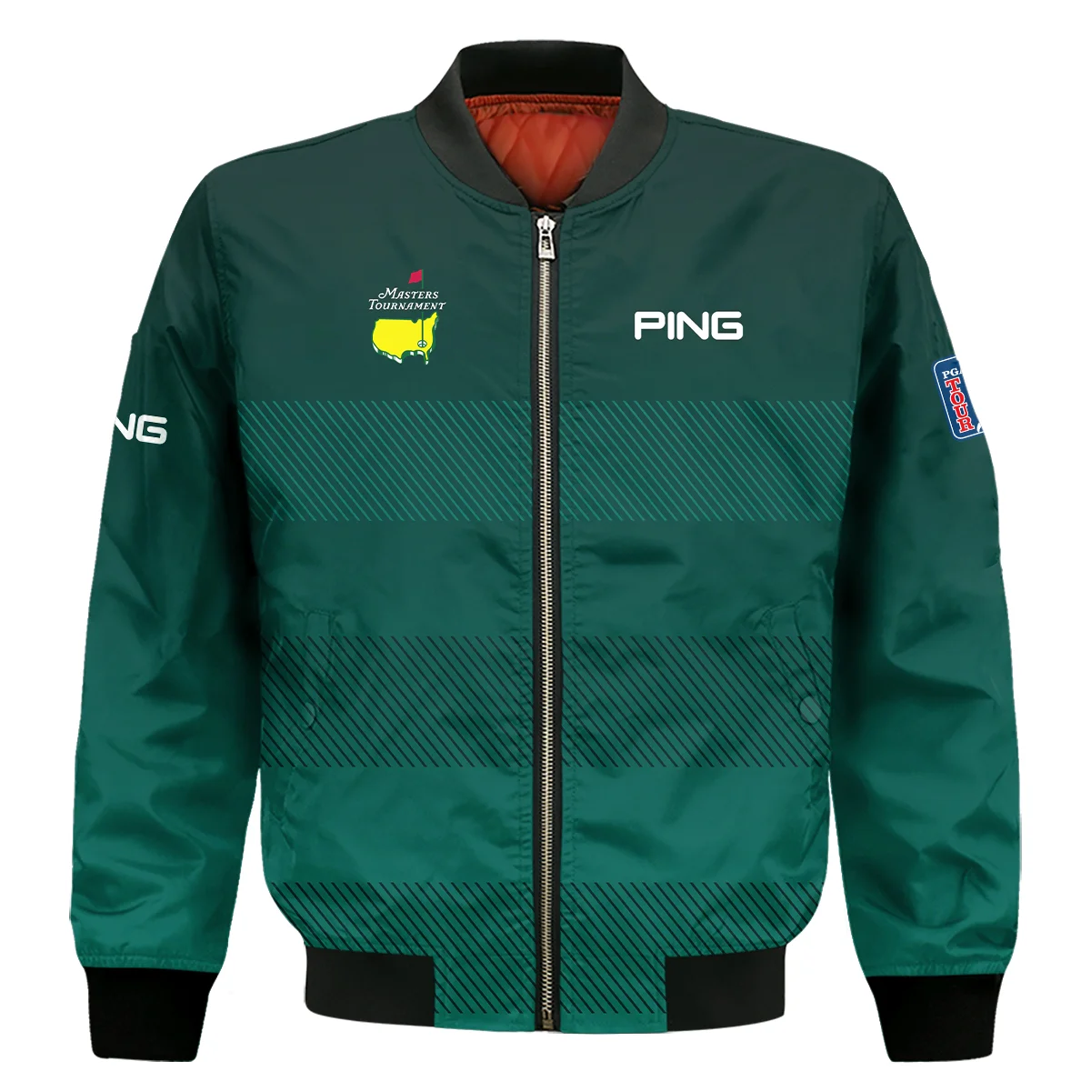 Ping Masters Tournament Dark Green Gradient Stripes Pattern Golf Sport Bomber Jacket Style Classic Bomber Jacket